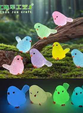 微景观创意夜光小鸟萌粒 园艺造景diy装饰品挂配件迷你桌面小摆件