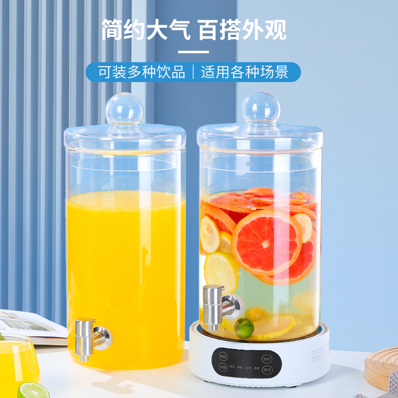 【智能触控激光开孔】养生壶餐厅果汁桶耐高温玻璃壶带龙头饮料桶