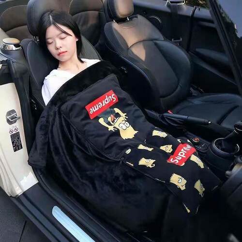 汽车抱枕被子两用折叠加绒高档二合一车载多功能车用空调被腰靠枕