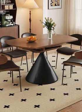 中古风实木餐复古风桌可伸缩家用小型简约饭桌方圆两用户可60405