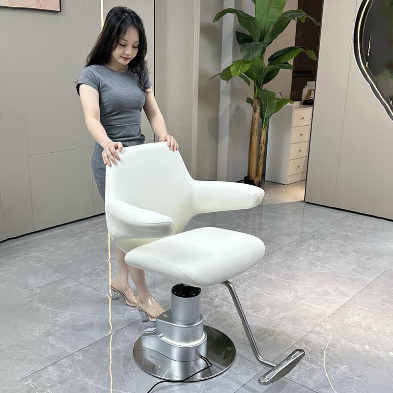 轻奢理发店发廊升降椅子不锈钢大圆盘底座美发椅剪发烫发染发专用
