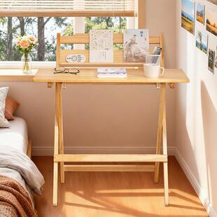 实木免小学安ZHI装 折叠桌户型用儿童习桌子折叠书家桌电脑桌卧室