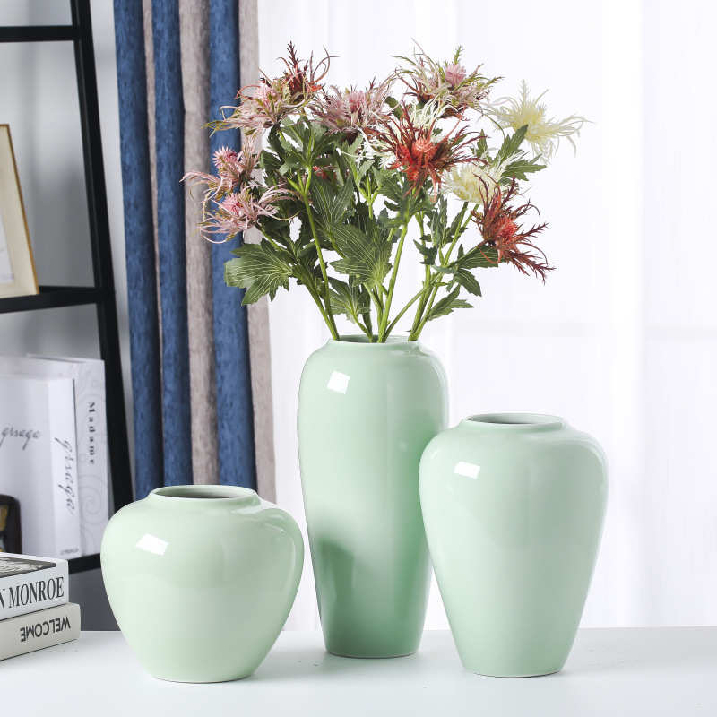 简约陶罐景德镇三件套摆件陶瓷器居家花瓶工艺品插花水培台面装饰
