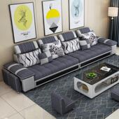 棉麻布艺沙发大小户型2025新款 客厅简约现代科技布四人直排沙发