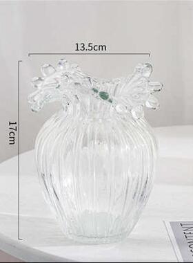 花瓶高欧式玻璃浪值颜小芬高级ins口现代顿感摆件简约奶油风清新