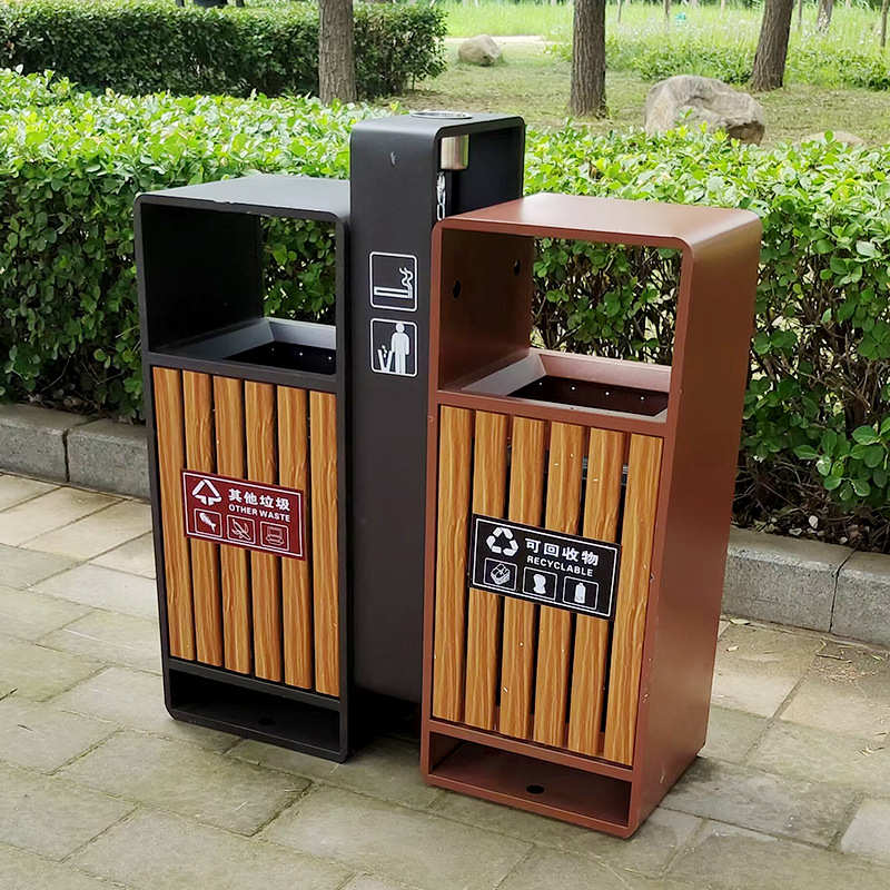 户外不锈钢垃圾桶环卫果皮分类垃圾箱四分类公园景区商用垃圾桶