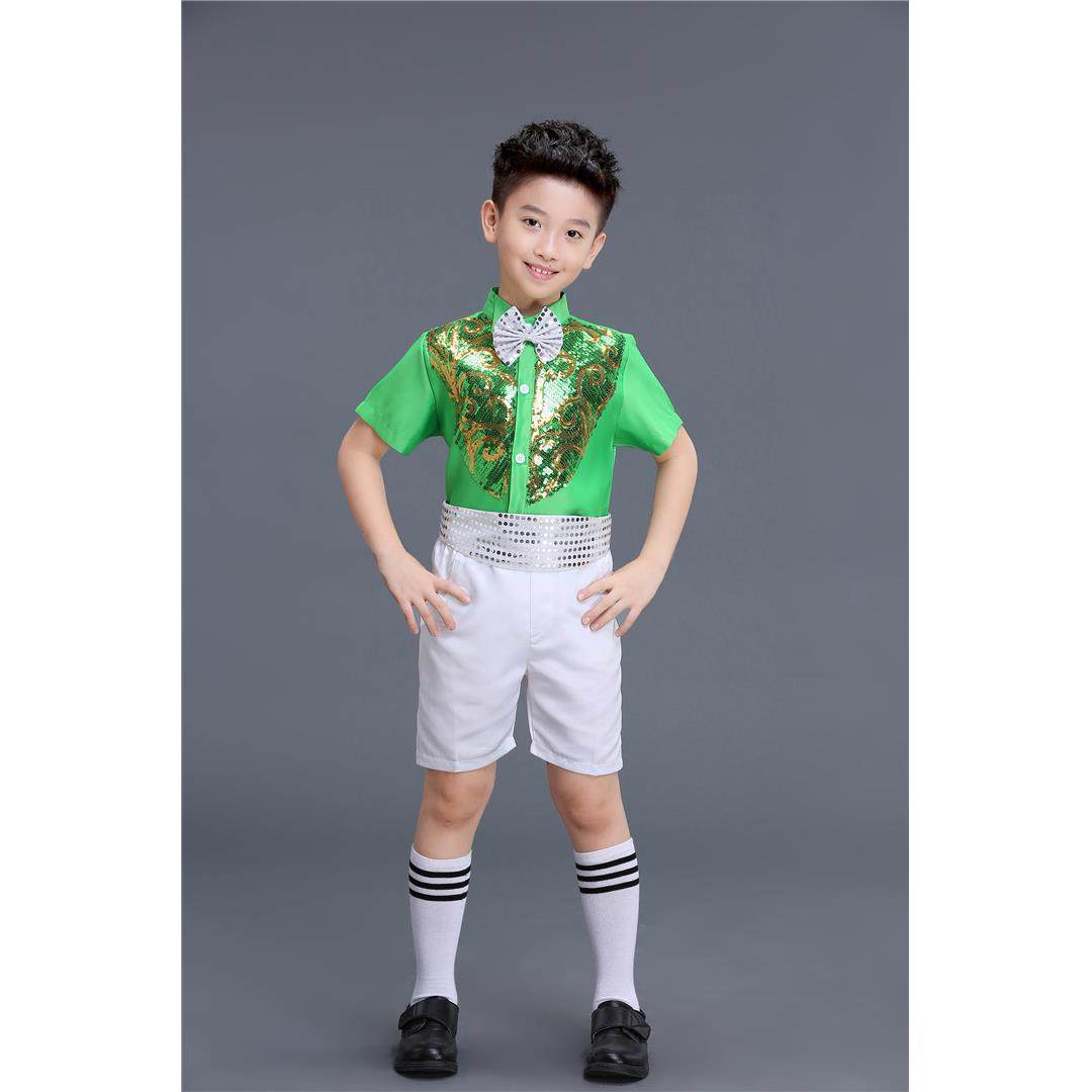 高档儿亮童表演服装男童背裤带演合出服男孩片舞蹈小学生六一大唱