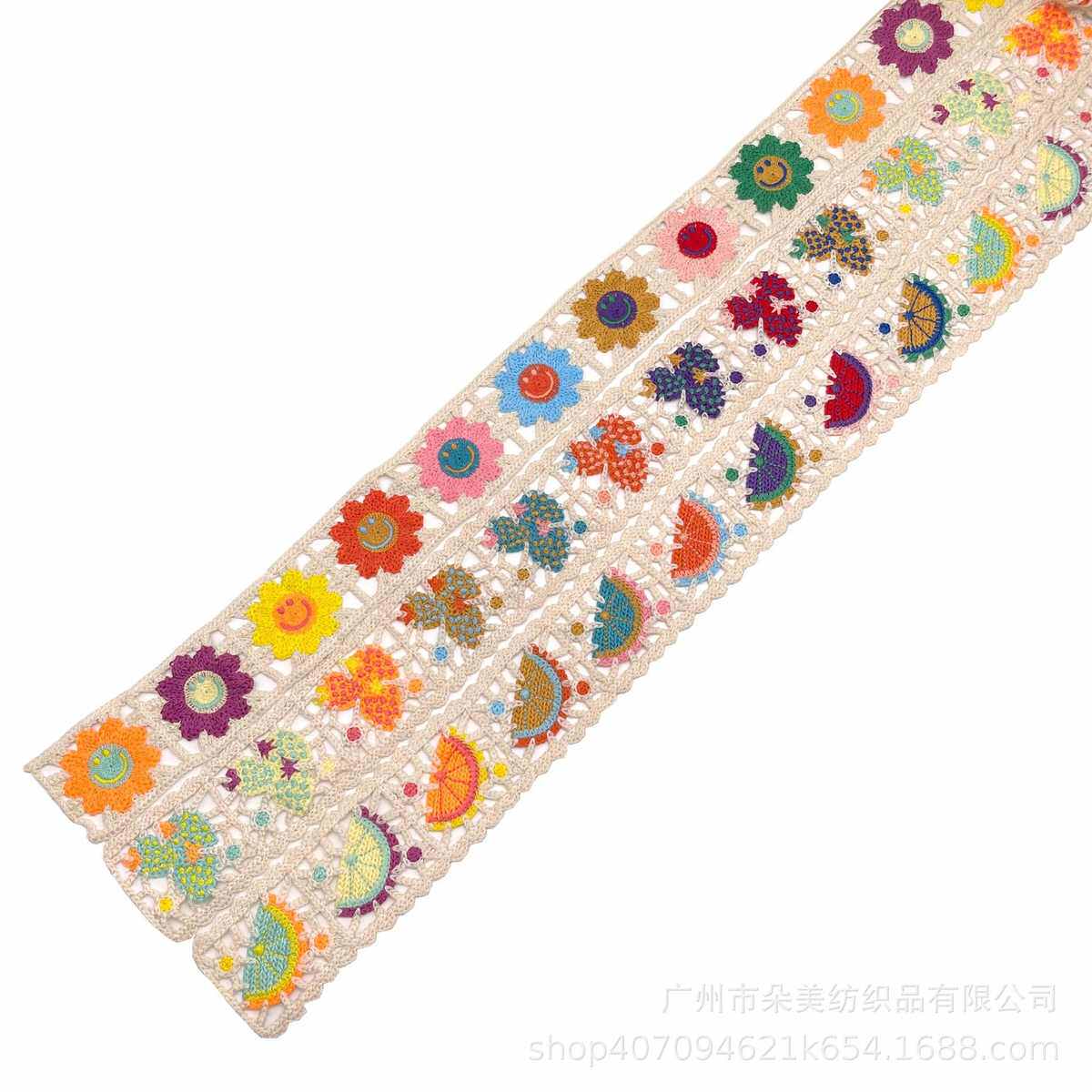 辅料仿花朵水果花边刺绣手钩织带箱包服装图案配饰绣花新款
