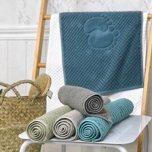 Cotton Bath Mat White Water Absorbent Bathroom Carpet Rugs
