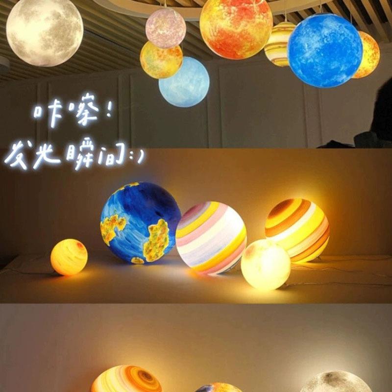 星球灯吊灯地球灯八大行太空星空游乐园电竞幼儿园月球灯星装饰灯