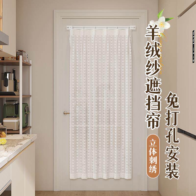 玻璃门窗遮挡帘免打孔透光不透人镜子纱帘厨房厕所窗户内开窗窗帘
