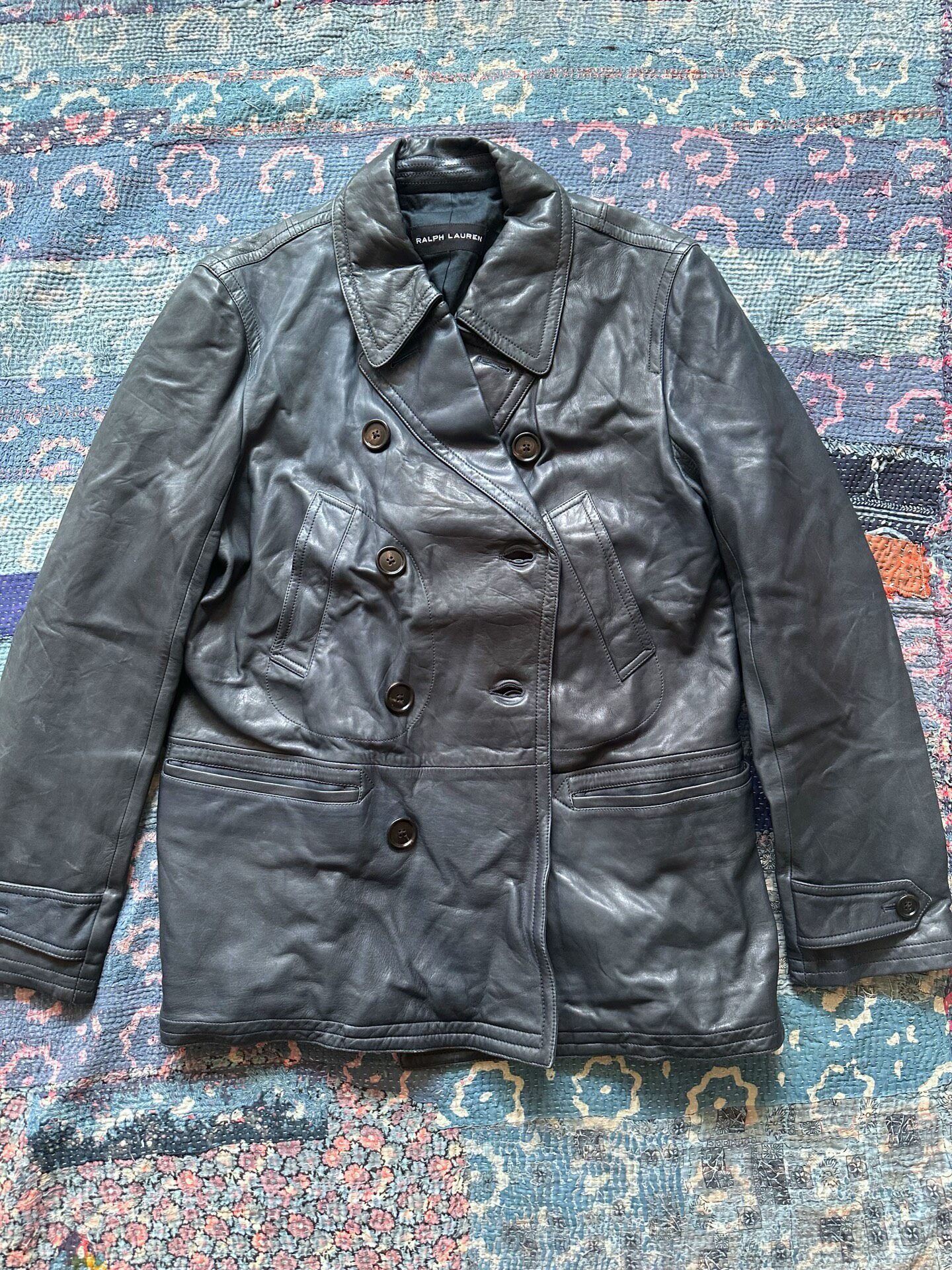 Ralph Lauren RRL Blue-Black Leather Coat
