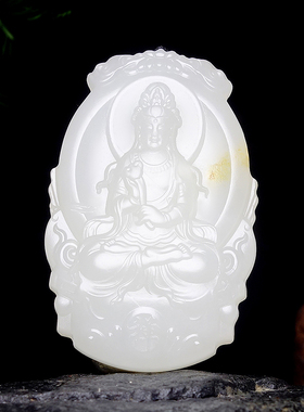收藏级新疆和田玉羊脂白玉苏工雕刻细腻油润观音46.59克