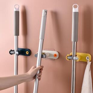 No-drill bathroom mop holder with strong suction wall hooks,