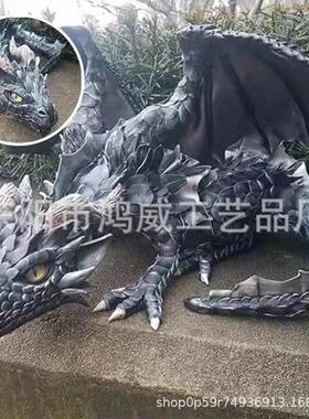 新款跨境魔法龙黑色树脂摆件家居装饰雕像工艺品贴标新人包邮