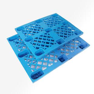厂供PP九KRP脚塑应料托盘蓝色网格家面塑料仓库垫板单网格叉车托