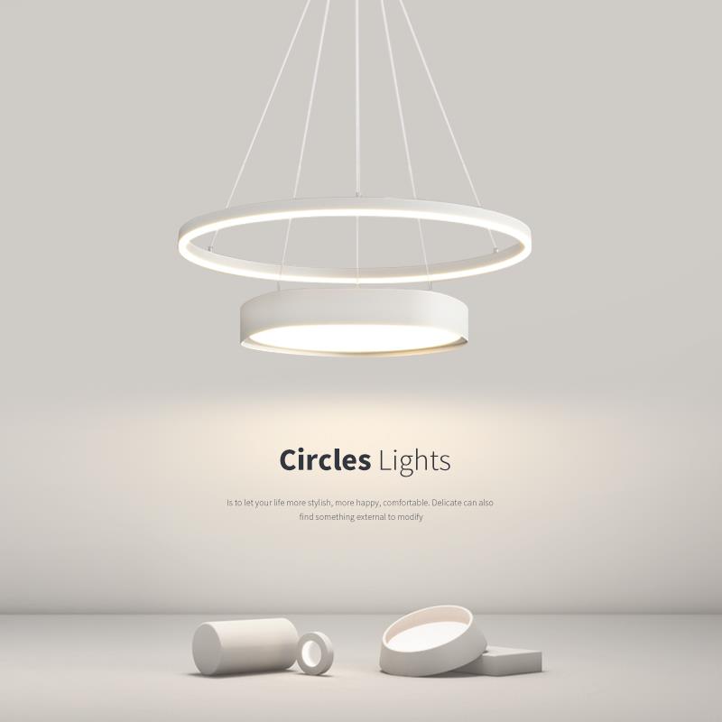 餐厅吊灯简约现代吧台极简主卧吊灯2023年新款圆环led餐桌灯
