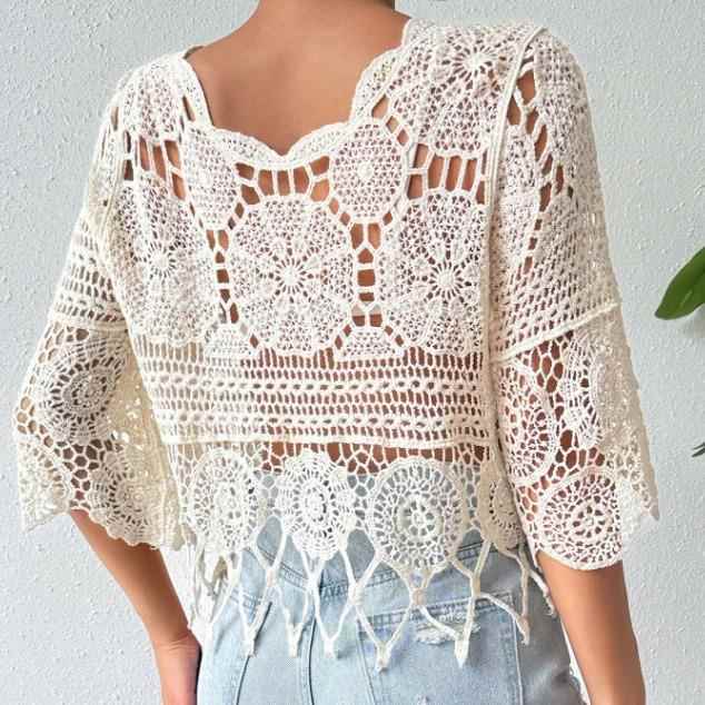 Top Casual Tassel Skin-friendly Cover-up Bikini Beach Color