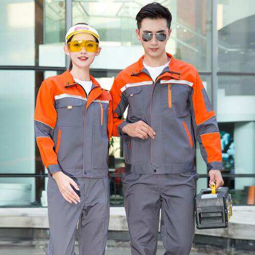 春秋工作服套装男长袖耐磨反光条劳保服工厂车间汽修工地上衣定制
