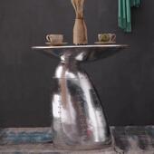 工业风皮菇无品牌 桌子复古金属桌边几蘑厅创意铝做旧茶几矮客桌