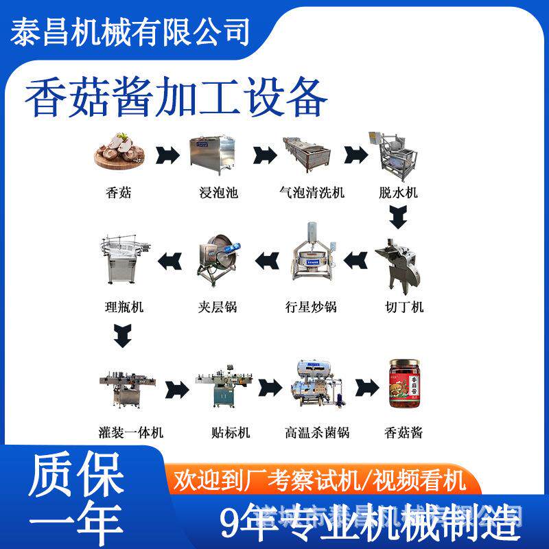 香菇酱加工设备青椒酱生产线韭花酱生产设备杏鲍菇酱成套流水线