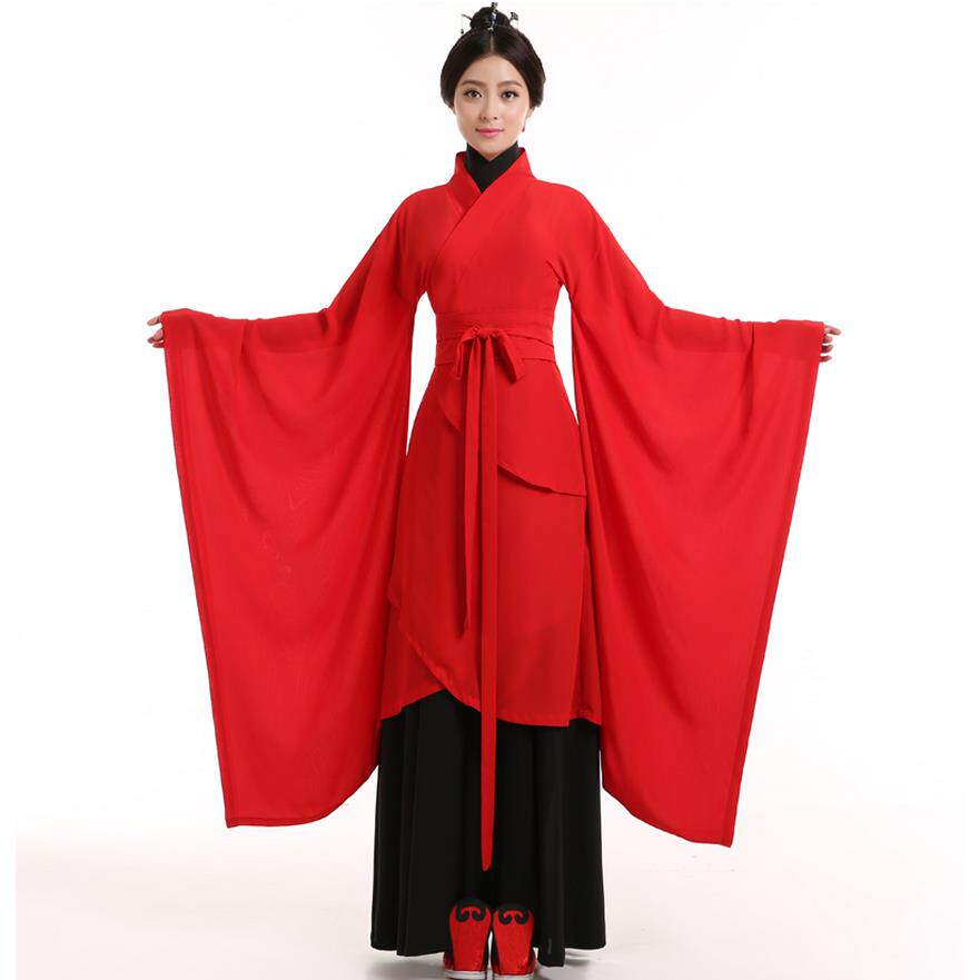 高档汉服曲裾大汉舞仙女古典舞古装红大袖舞衣礼仪之邦舞蹈服演出图片