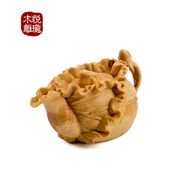 荷叶壶摆设 黄杨木雕摆件工艺品家居饰品商务送礼批发