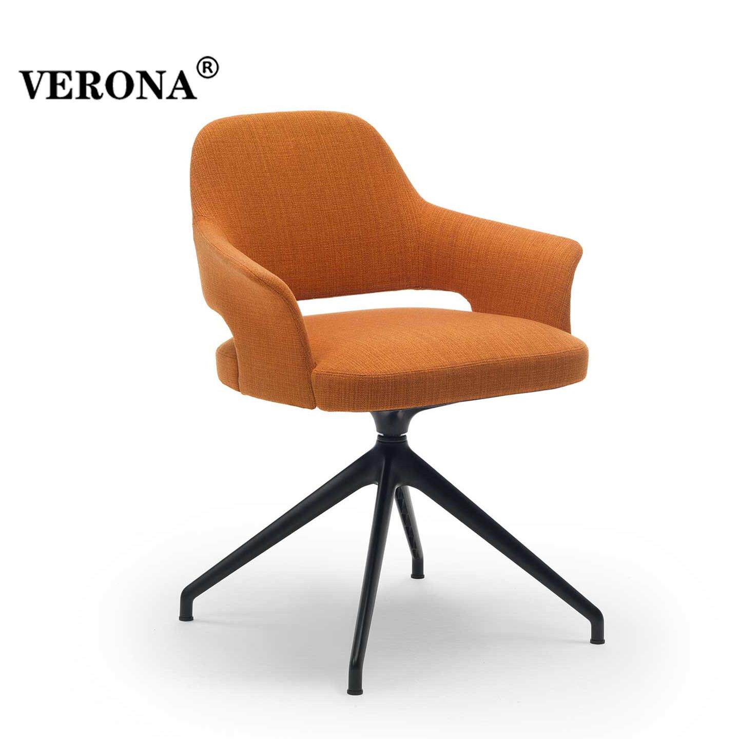 意式极简布艺餐椅家用轻奢高级感旋转椅子设计师款餐厅棉麻靠背椅