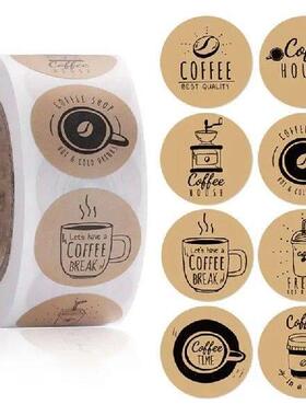 770F 500Pcs/Roll Coffee Milk Tea Cup Round Thank You
