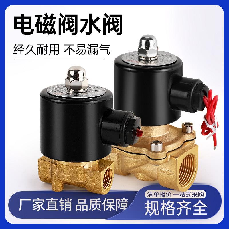 莱泽常闭电磁阀水阀一进一出220V气阀24V不锈钢纯铜线 线圈开 关