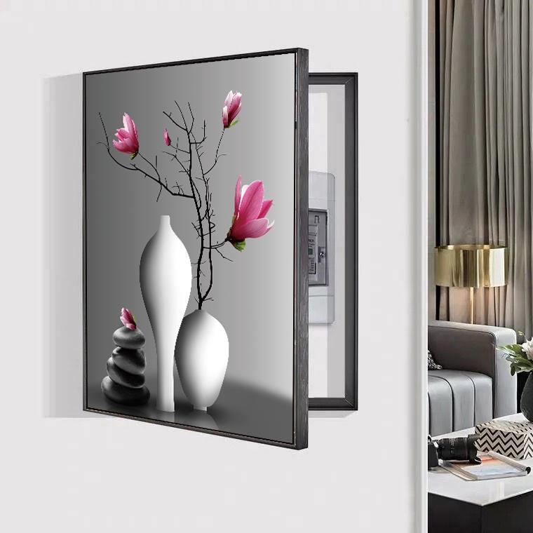 竖版侧开电表箱装饰画免打孔简约风景北欧客厅挂画电闸盒配线箱
