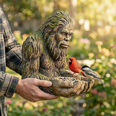 跨境爆款Bigfoot Tree Bird Feeder创意大脚怪树喂鸟器树脂工艺品