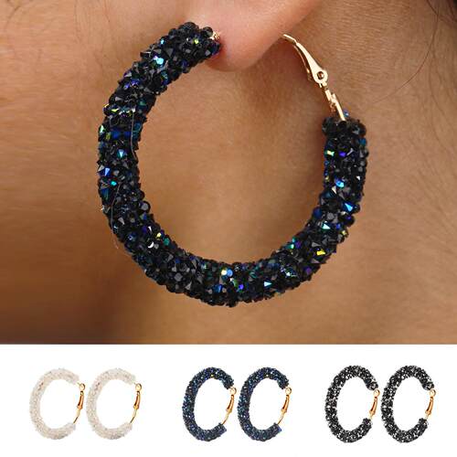 earrings for women 时尚个性覆古夸张耳饰 圆圈水晶耳环耳坠女