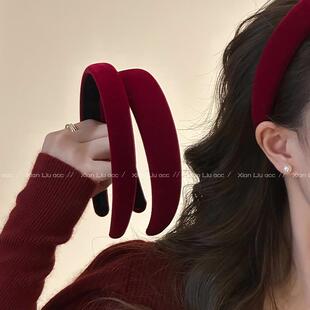 复古红色发箍女新年喜庆发卡秋冬高级感洋气时尚头饰2025新款头箍