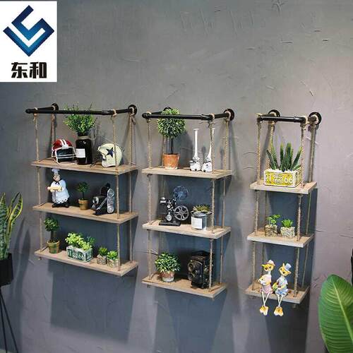 复古创意壁挂装饰水管置物架美式工业风网咖铁艺墙上隔板书架