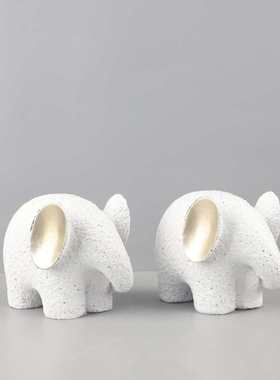 卧室家居房北欧小象玄关卡通抽象耳树脂摆件动物金装饰品创意儿童