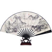 丝绸礼品扇 制男扇古风男绢扇夏季 58N扇子折扇男式 中国风工艺定