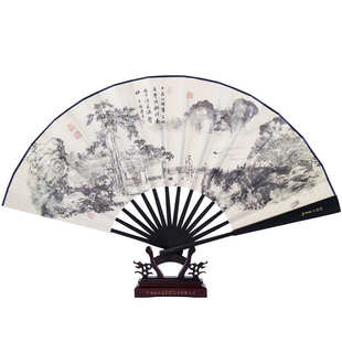 丝绸礼品扇 制男扇古风男绢扇夏季 58N扇子折扇男式 中国风工艺定