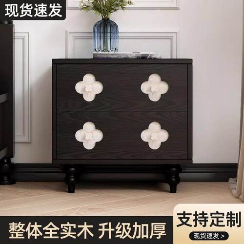配件古风床头柜法式复古收纳储物柜黑色卧室小户型床边柜轻奢