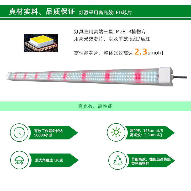 跨境电商植物补光灯管全光谱日韩欧美植物培育上色燈led生长灯管