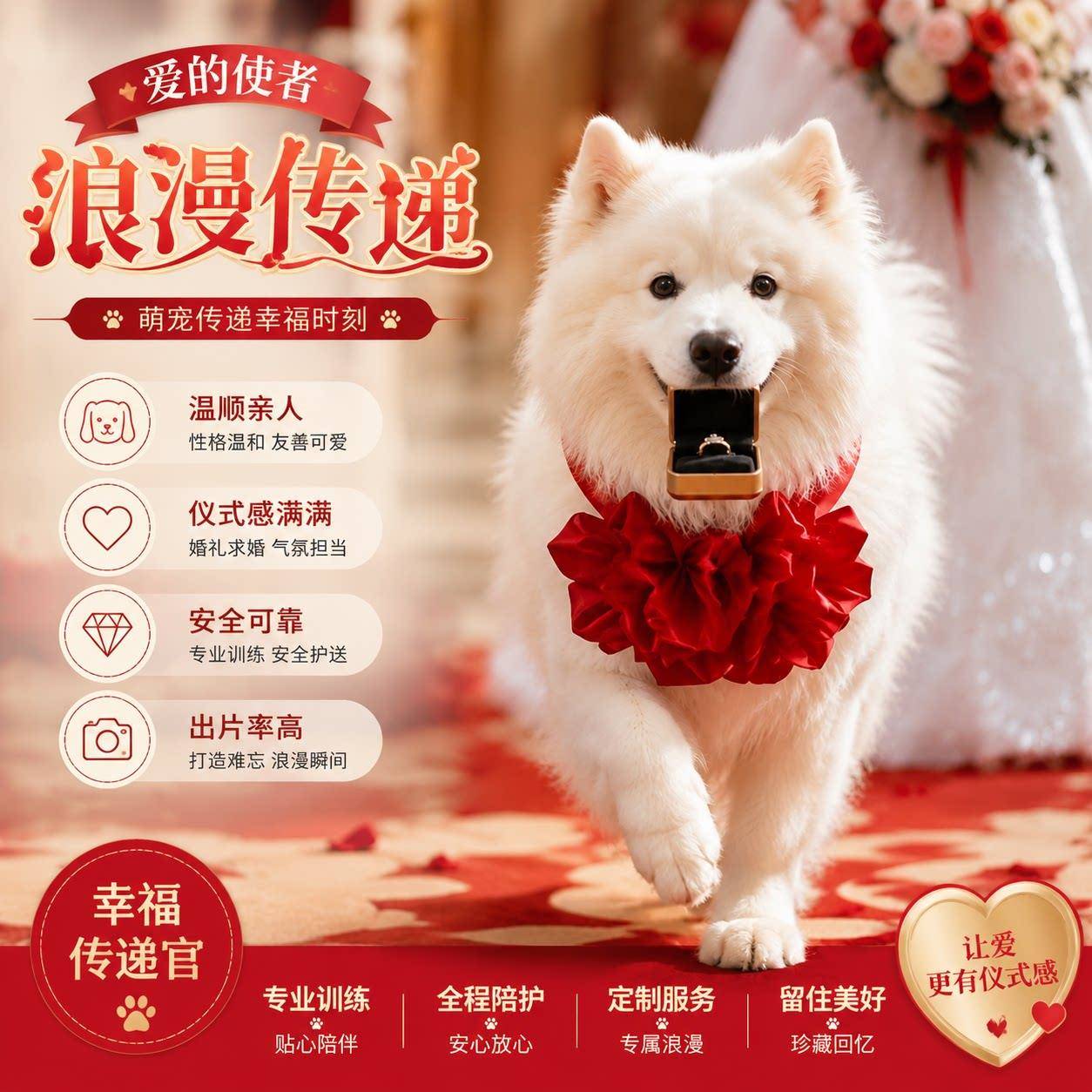 【狗狗胸花】陪嫁狗狗衣服嫁妆狗彩礼狗红色绣球花绑带狗结婚配饰