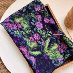 印花锦棉面料1.5米幅宽一米价 旗袍连衣裙 天丝麻数码 油画杜鹃花