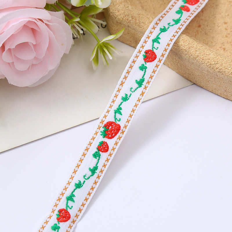 清新 风花边配件饰品田园刺绣小草莓民族服装辅料高档批发花边diy