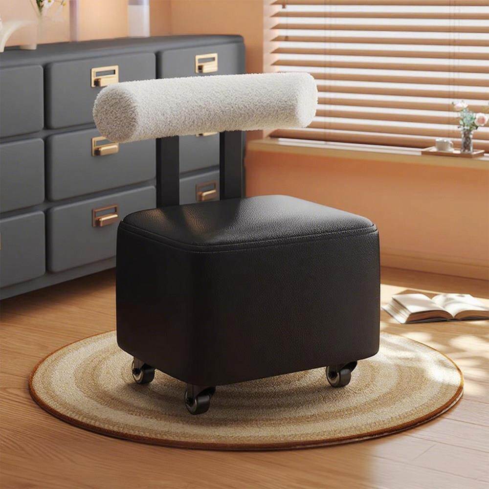 滑轮矮凳溜溜凳客厅家用靠背实木万向轮沙发凳子可移动板凳小椅子