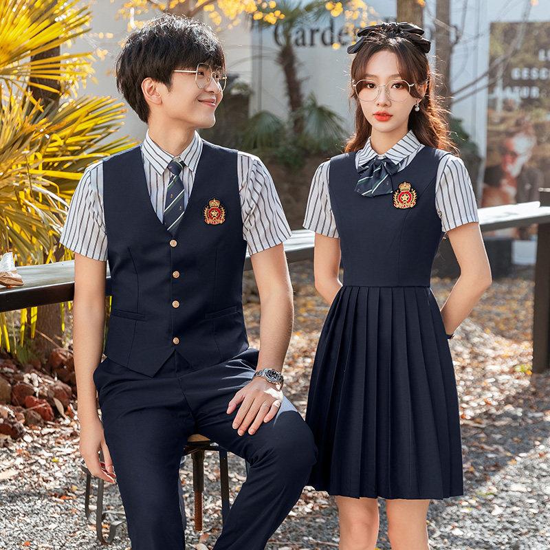 学院风马甲洋装女学生校服演出服幼儿园老师园服工作服两件式套装
