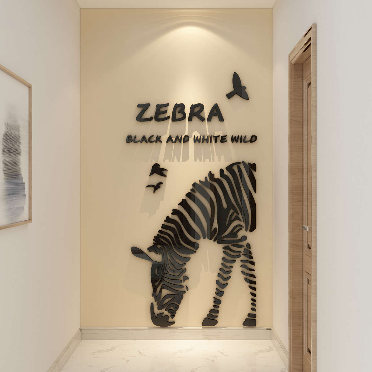 电梯间门口玄关入户适合大白墙面布置装饰客厅挂画亚克力3d立体贴图片