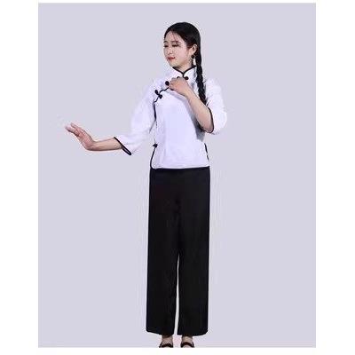 正品红船舞蹈演出服装生群服长袍民国五演四青年运学装抗战动补丁图片