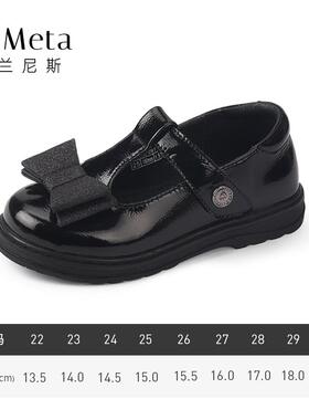 高档泰春兰尼斯eta儿鞋女童黑色皮鞋季小女M孩软底公主演出单童鞋
