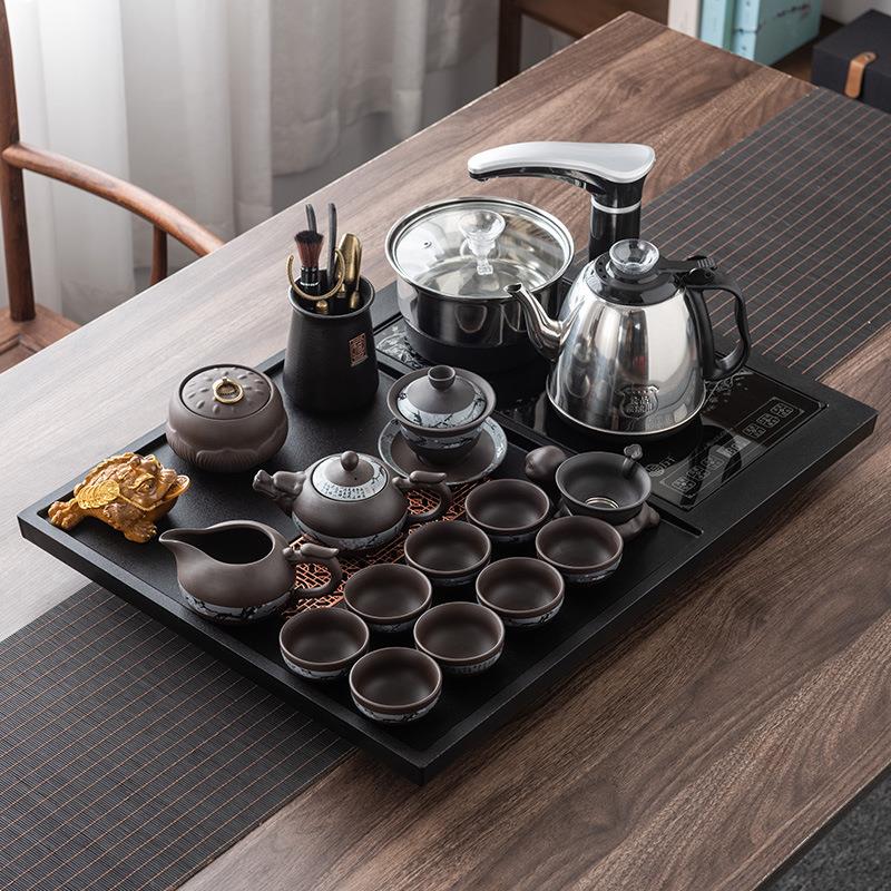 实木茶盘家用功夫茶具套装茶台托盘茶托茶海茶道整套简约科技木