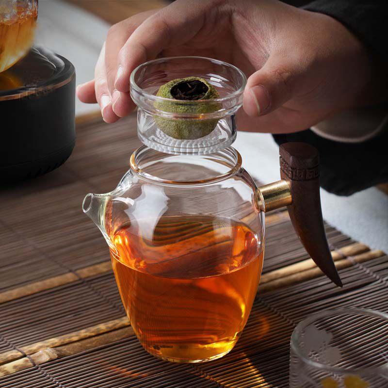 小青柑专用泡茶壶玻璃200ml茶水分离冲茶壶带过滤公道杯泡红茶茶